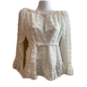 New SVBO Peasant Flounce White Women’s Top